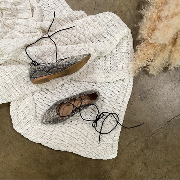 Faux Snake Skin Ballerina Flats - Picture 2 of 4